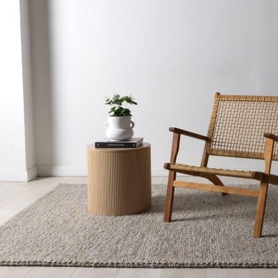 Eco Weave Hand Loomed Modern Wool & Jute Rug, 290x200cm, Grey