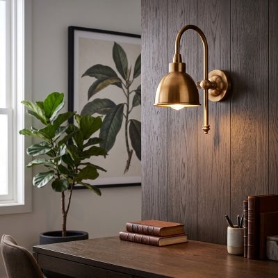 Austin Metal Adjustable Wall Light, Brass