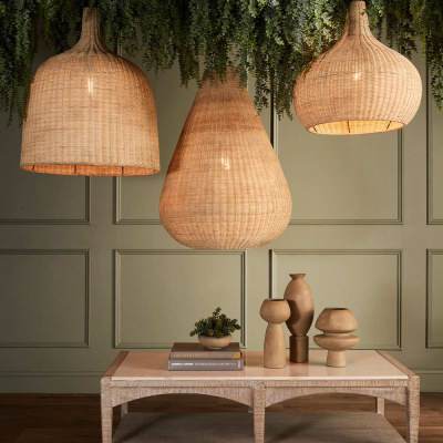 Wentworth Rattan Pendant Light, Bell