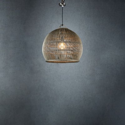 Comores Rattan Dome Pendant Light, Natural