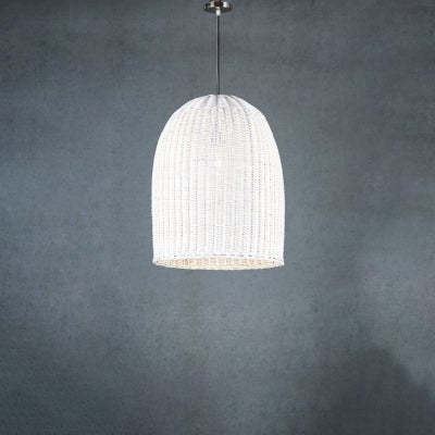 Bowerbird Rattan Pendant Light, Medium, White