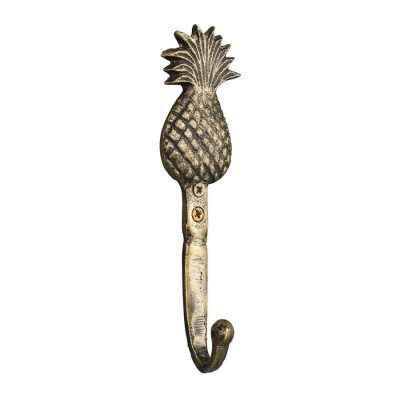 Kandos Brass Wall Hook, Pineapple, Antique Brass