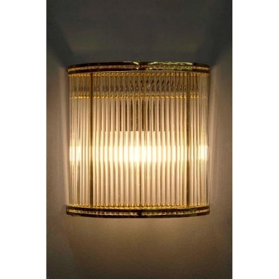 Verre Half Round Glass Wall Light, Brass / Clear