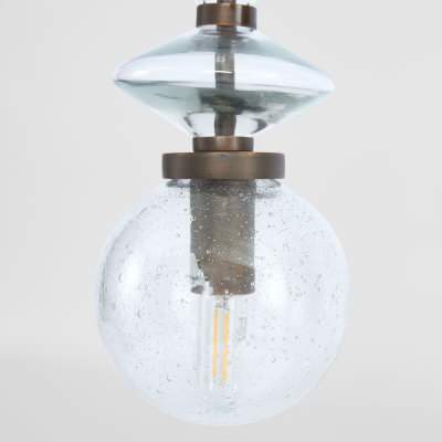 Molten Glass & Iron Pendant Light, Clear Geometric