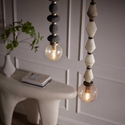 Molten Glass & Iron Pendant Light, Black Pebble