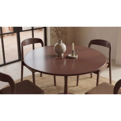 Elanor Glass Top Round Dining Table, 120cm, Plum