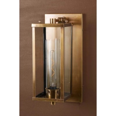 Pavillion IP54 Metal Indoor / Outdoor Wall Light, Antique Brass