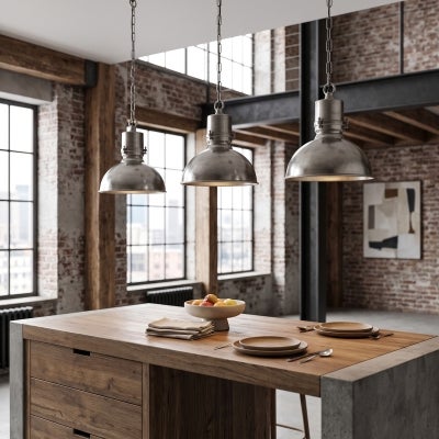 Augusta Metal Pendant Light, Large, Antique Silver