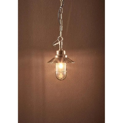 Rutherford IP54 Outdoor Metal Nautical Pendant Light, Brass