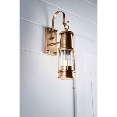 Liberty IP54 Metal & Glass Outdoor Wall Light, Antique Brass