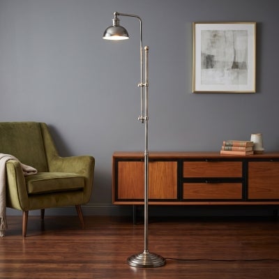 Michigan Metal Floor Lamp - Antique Silver