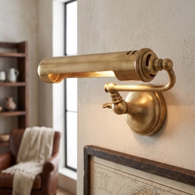 Hopetown Metal Picture Wall Light, Antique Brass
