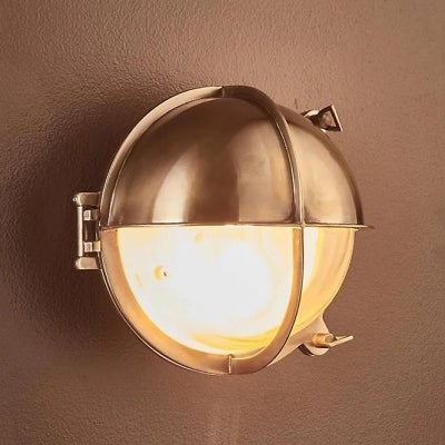 Vienna IP54 Outdoor Brass Bunker Wall Light, Antique Silver