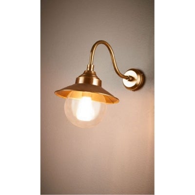 Zermatt Retro Outdoor Metal & Glass Wall Sconce, Antique Brass