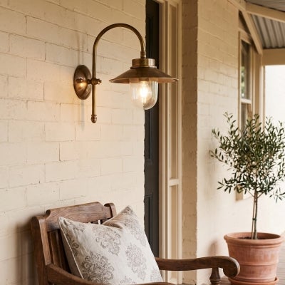 Legacy IP54 Outdoor Metal Wall Light, Antique Brass