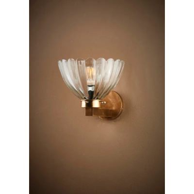 Otis Brass & Glass Wall Light, Antique Brass