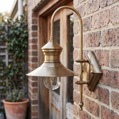 St James IP54 Retro Outdoor Metal Wall Sconce, Antique Brass