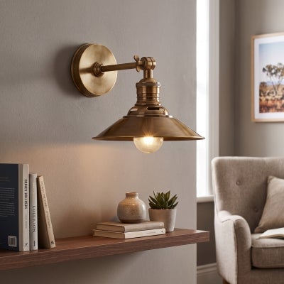 Bristol Metal Wall Light, Antique Brass