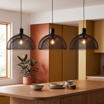 Valentino Metal Mesh Pendant Light, Large, Black