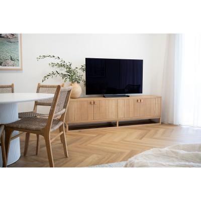 Erina American Oak Timber 4 Door TV Unit, 200cm, Natural