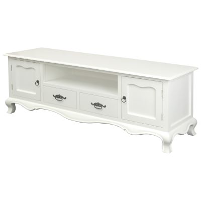 Mervent White Mahogany Timber 2 Door 2 Drawer TV Unit, 168cm, White