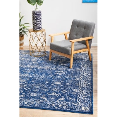 Evoke Estella Turkish Made Oriental Rug, 290x200cm, Navy