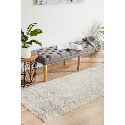 Evoke Diamond Turkish Made Modern Runner Rug, 300x80cm, Grey
