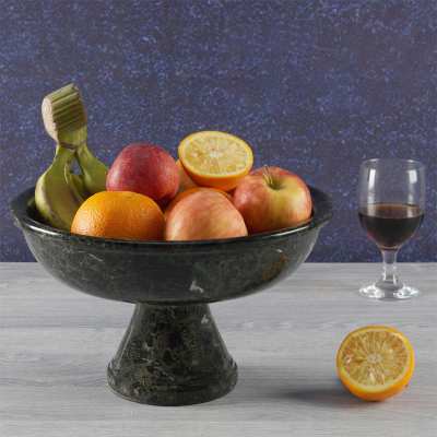 Marcellus Marble Pedestal Fruit Bowl, Type A, Large, Black