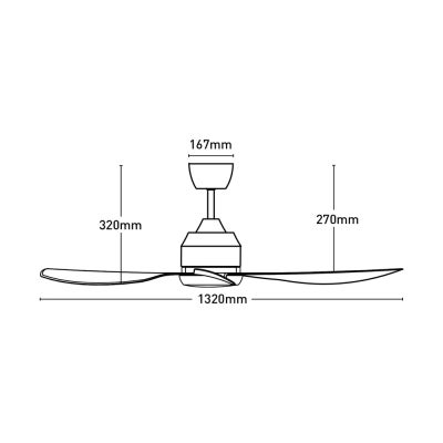 Jota DC Ceiling Fan with CCT LED Light, 132cm/52'', 4 Blade, White
