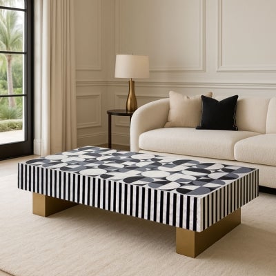 Opus Prism Mother Of Pearl Inlaid Coffee Table, 130cm