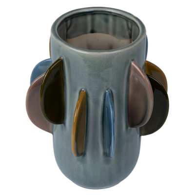 Colorful Fin Ceramic Vase, Grey Blue