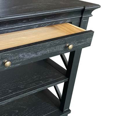 Heston Oak Timber Console Table, 90cm, Black Oak