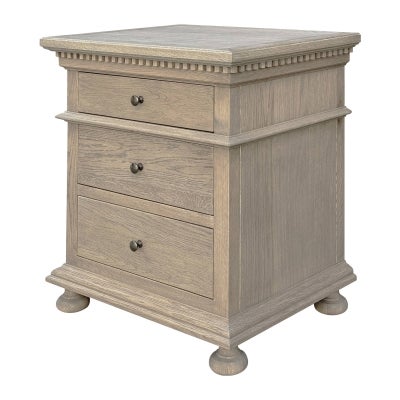 Frances Oak Timber Bedside Table, Dark Oak