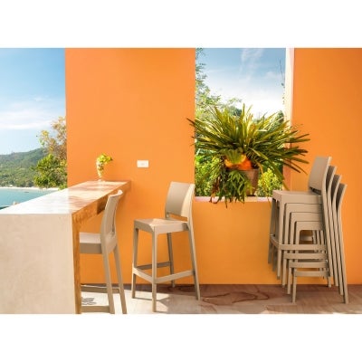Siesta Maya Commercial Grade Indoor / Outdoor Bar Stool, Taupe