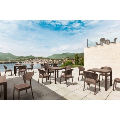 Siesta Orlando Commercial Grade Resin Wicker Square Outdoor Dining Table, 80cm, Chocolate