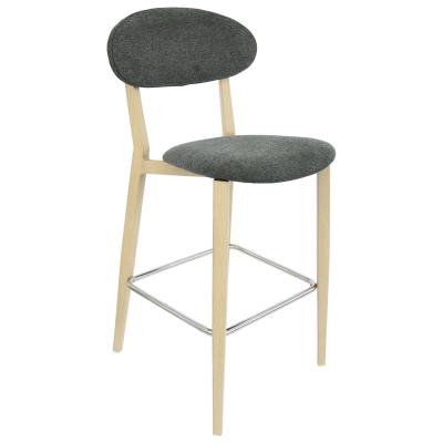 Durafurn Atlanta Ovella Commercial Grade Bar Stool, Fabric Back & Seat, Dark Grey / Oak