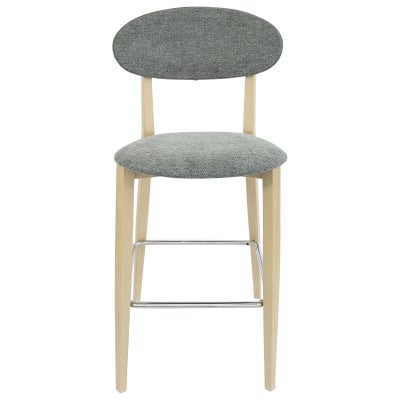 Durafurn Atlanta Ovella Commercial Grade Bar Stool, Fabric Back & Seat, Grey / Oak