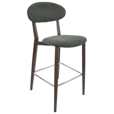 Durafurn Atlanta Ovella Commercial Grade Bar Stool, Fabric Back & Seat, Dark Grey / Wenge