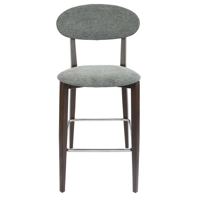Durafurn Atlanta Ovella Commercial Grade Bar Stool, Fabric Back & Seat, Grey / Wenge