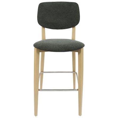 Durafurn Atlanta Rectella Commercial Grade Bar Stool, Fabric Back & Seat, Dark Grey / Oak