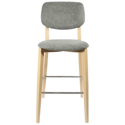 Durafurn Atlanta Rectella Commercial Grade Bar Stool, Fabric Back & Seat, Grey / Oak
