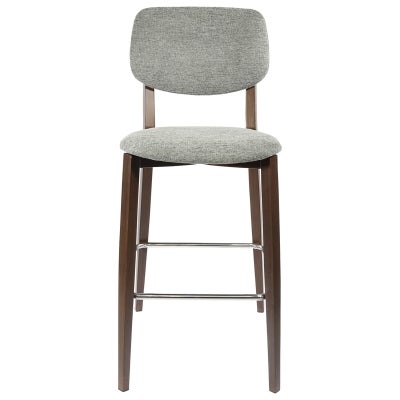 Durafurn Atlanta Rectella Commercial Grade Bar Stool, Fabric Back & Seat, Grey / Wenge