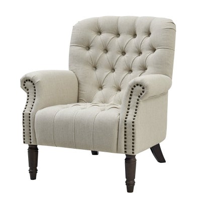 Maurice Linen Fabric Armchair, Beige / Black