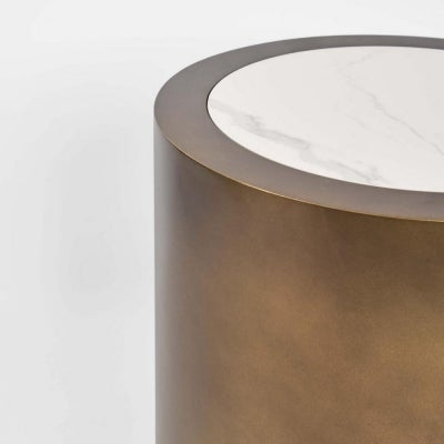 Gordon Sintered Stone Top Metal Round Side Table