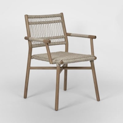 Wategos Synthetic Rattan & Teak Indoor / Outdoor Dining Armchair, Beige / Natural