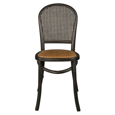 Denver Tessa Rattan & Oak Timber Provincial Dining Chair, Black