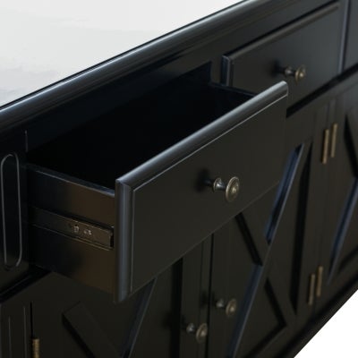 Sorrento Wooden 4 Door 4 Drawer Buffet Table, 188cm, Black
