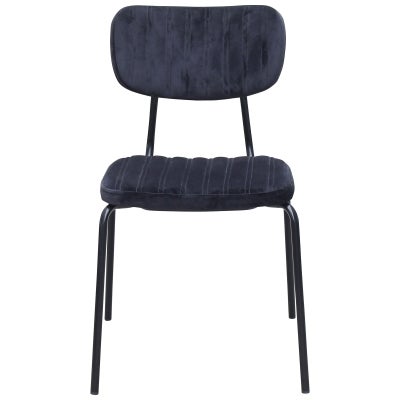 Durafurn Tiramisu Commercial Grade Velvet Fabric & Metal Dining Chair, Black / Black