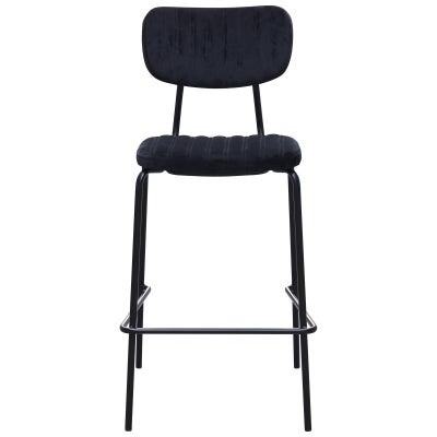 Durafurn Tiramisu Commercial Grade Velvet Fabric & Metal Bar Stool, Black / Black