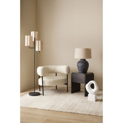 Amalfi Oslo Oak Timber Bedside Table, Black
